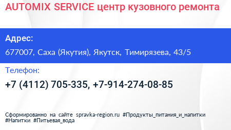 AUTOMIX SERVICE центр кузовного ремонта - визитка