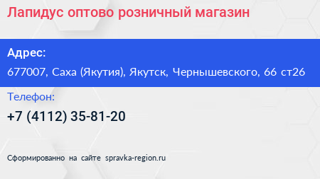 Лапидус оптово розничный магазин - визитка
