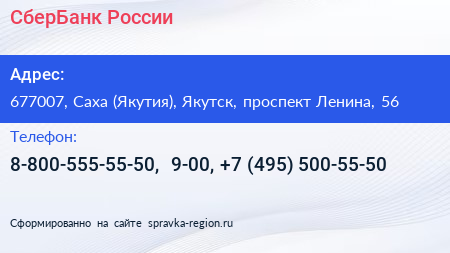 СберБанк России - визитка