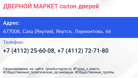 ДВЕРНОЙ МАРКЕТ салон дверей - визитка