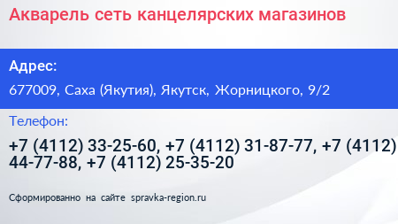Акварель сеть канцелярских магазинов - визитка