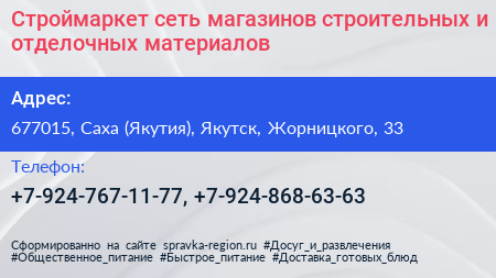 Строймаркет сеть магазинов строительных и отделочных материалов - визитка