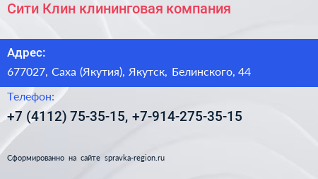 Сити Клин клининговая компания - визитка