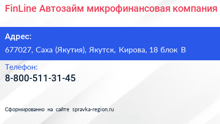 FinLine Автозайм микрофинансовая компания - визитка