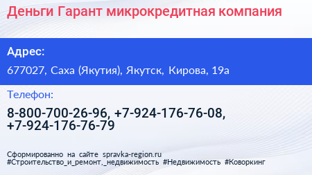 Деньги Гарант микрокредитная компания - визитка