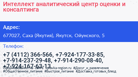 Интеллект аналитический центр оценки и консалтинга - визитка