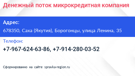 Денежный поток микрокредитная компания - визитка