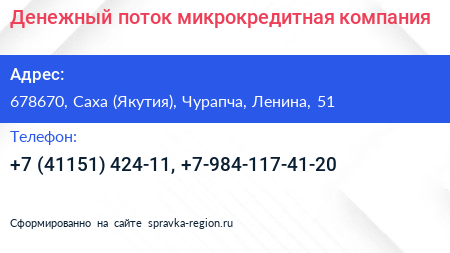 Денежный поток микрокредитная компания - визитка