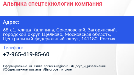 Альпика спецтехнологии компания - визитка