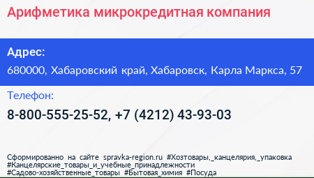 Арифметика микрокредитная компания - визитка