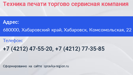 Техника печати торгово сервисная компания - визитка