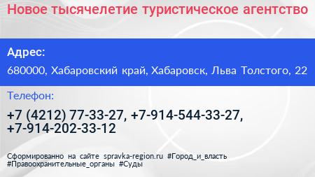Новое тысячелетие туристическое агентство - визитка