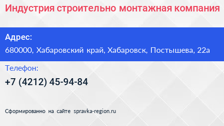 Индустрия строительно монтажная компания - визитка