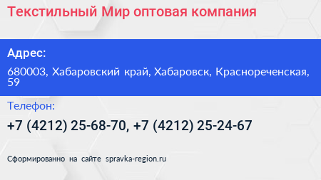 Нажмите, чтобы скачать визитку Текстильный Мир оптовая компания - визитка