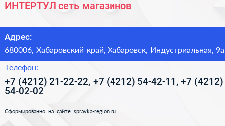 ИНТЕРТУЛ сеть магазинов - визитка