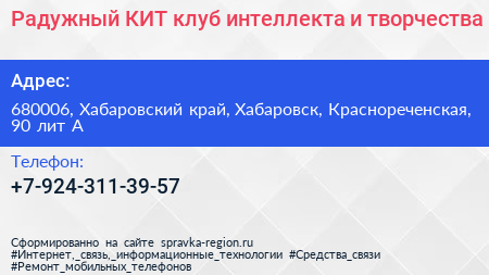 Радужный КИТ клуб интеллекта и творчества - визитка