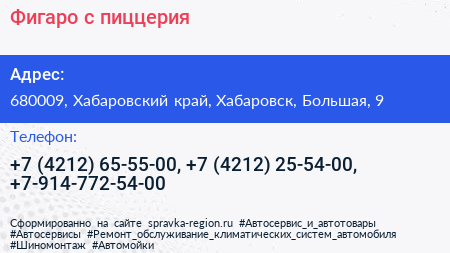 Фигаро с пиццерия - визитка