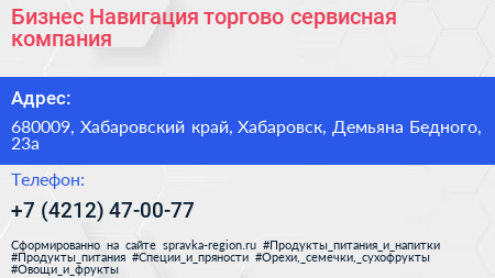 Бизнес Навигация торгово сервисная компания - визитка