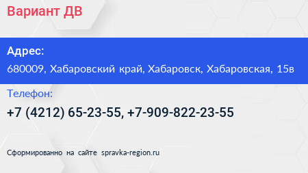 Нажмите, чтобы скачать визитку Вариант ДВ - визитка