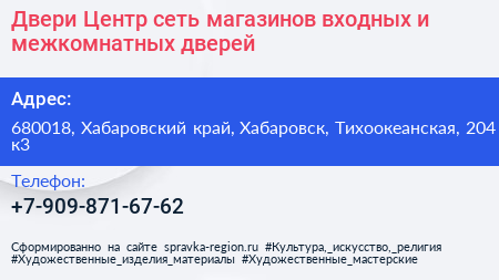 Двери Центр сеть магазинов входных и межкомнатных дверей - визитка