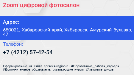 Zoom цифровой фотосалон - визитка