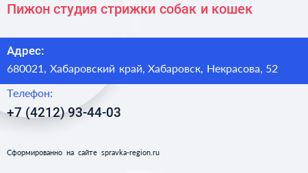 Пижон студия стрижки собак и кошек - визитка