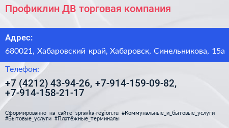 Профиклин ДВ торговая компания - визитка
