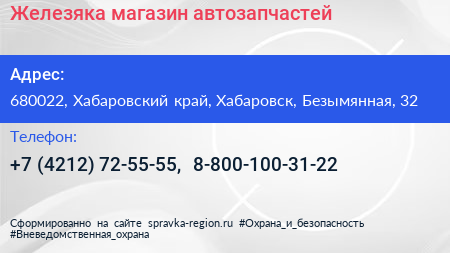 Железяка магазин автозапчастей - визитка