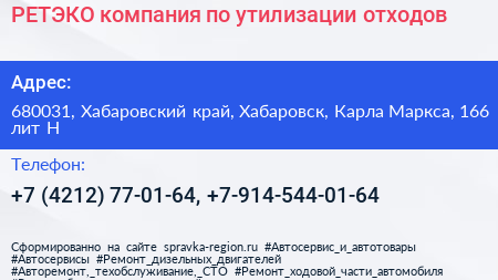 РЕТЭКО компания по утилизации отходов - визитка