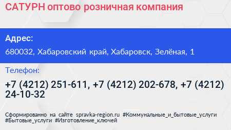 САТУРН оптово розничная компания - визитка