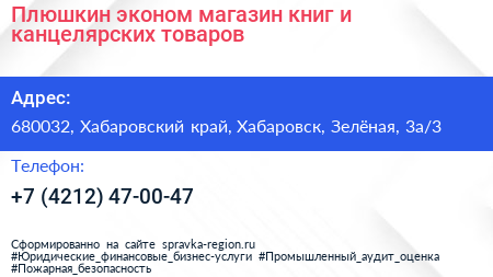 Плюшкин эконом магазин книг и канцелярских товаров - визитка