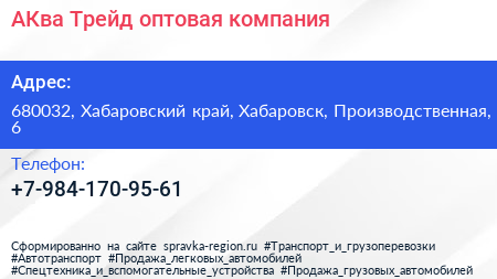 Нажмите, чтобы скачать визитку АКва Трейд оптовая компания - визитка