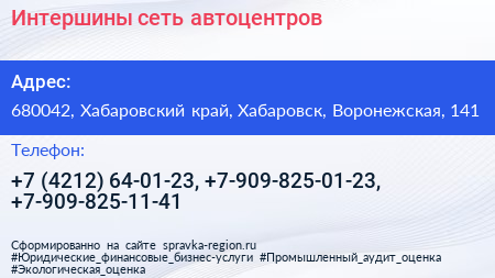 Интершины сеть автоцентров - визитка