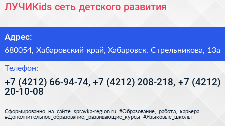 ЛУЧИКids сеть детского развития - визитка