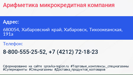 Арифметика микрокредитная компания - визитка