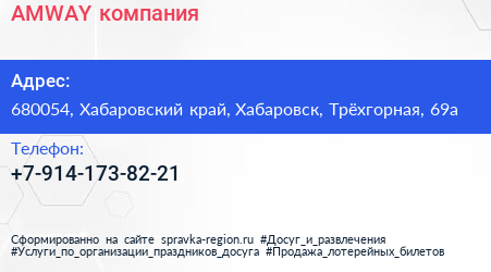 Нажмите, чтобы скачать визитку AMWAY компания - визитка