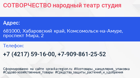 СОТВОРЧЕСТВО народный театр студия - визитка