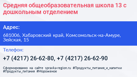 Средняя общеобразовательная школа 13 с дошкольным отделением - визитка