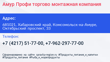 Амур Профи торгово монтажная компания - визитка