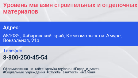 Уровень магазин строительных и отделочных материалов - визитка
