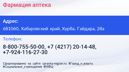 Фармация аптека - визитка