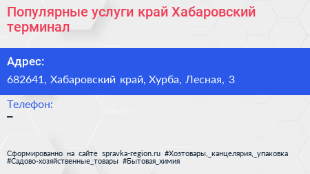 Популярные услуги край Хабаровский терминал - визитка