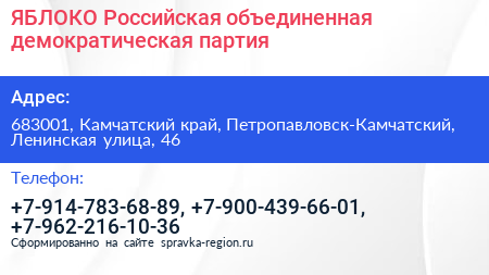 ЯБЛОКО Российская объединенная демократическая партия - визитка
