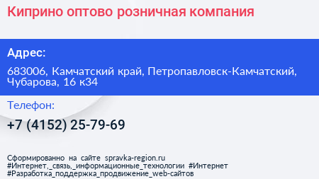Киприно оптово розничная компания - визитка