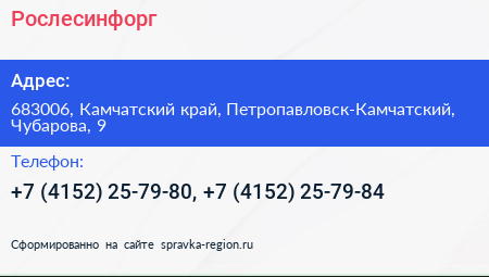 Рослесинфорг - визитка