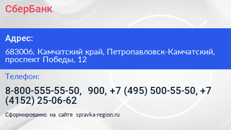 СберБанк - визитка