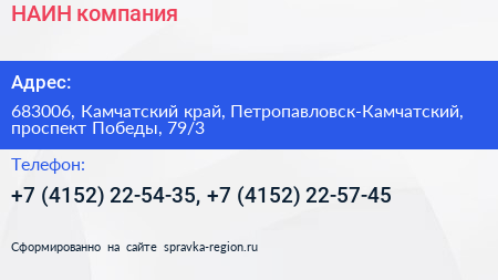 НАИН компания - визитка