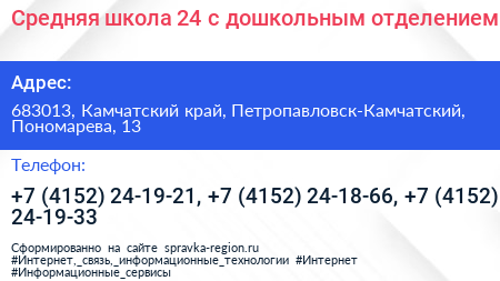 Средняя школа 24 с дошкольным отделением - визитка