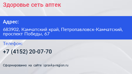 Здоровье сеть аптек - визитка