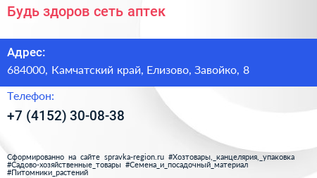 Будь здоров сеть аптек - визитка
